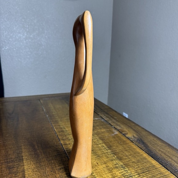 Hand Carved Wood Abstract Mother & Child Sculpture Figurine 13.5" Tall Primitive - Picture 4 of 5